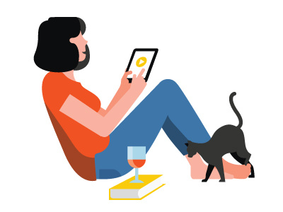 Relaxed cat ipad lounging relaxed sitting tablet wine woman