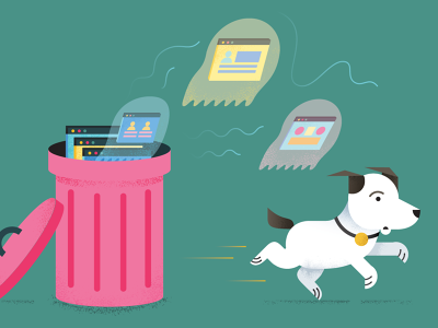 Digital Ghosts dog ghost trashcan