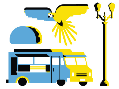 Taco truck lamp post parrot taco taco truck