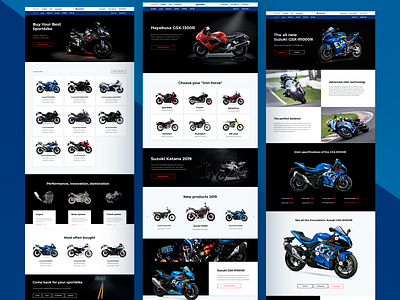 Concept for the redesign of the American site Suzuki Moto design landing landing page design site design ui uidesign uiux ux web дизайн