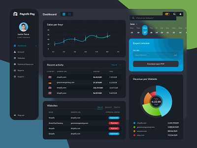 Paysafe Pay Paysafe Pay financial company website (dark mode) dashboad design figma ui user experience user interface ux uxui web