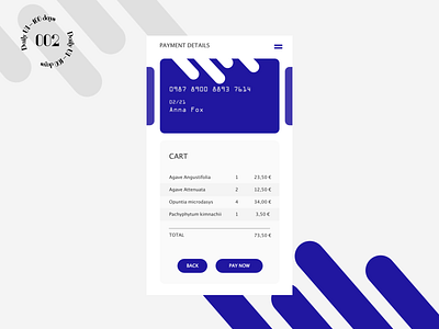 Daily UI #002 / Credit Card Checkout 002 app design credit card checkout daily 100 challenge daily ui ui