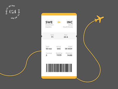 Daily UI #024 / Boarding Pass app design boarding pass daily 100 challenge daily ui travel ui