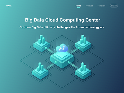 Big Data Cloud Computing Center design illustrator ui