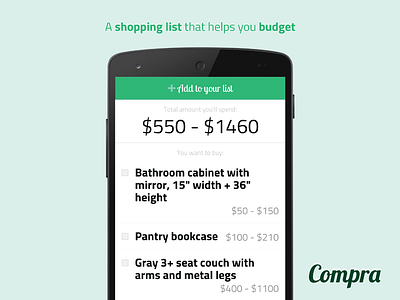 Shopping list app design