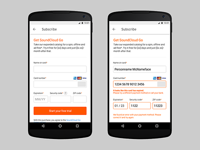 SoundCloud Go purchase experience android checkout mobile purchase