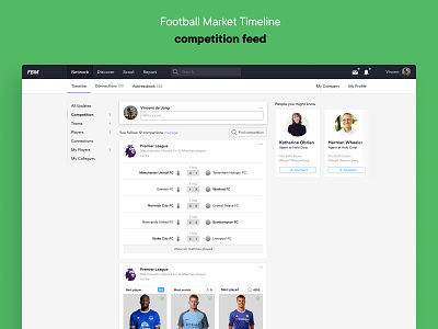Football Market — Timeline app design football network platform soccer social ui ux web