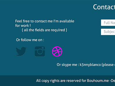 Contact Me contact form demo design dribbble graphic instagram portfolio portfolio design twitter ui website