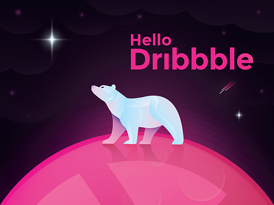 Hello Dribbble! bear design gradient illustration illustrator polar vector