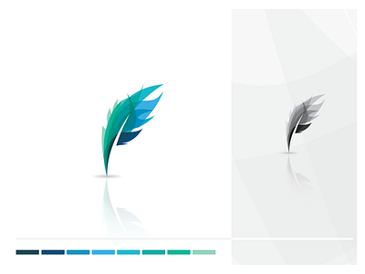 Della AI - Proposal II abstract ai artificial intelligence bird blue feather feathers gradient green ink logo mint modern pen teal