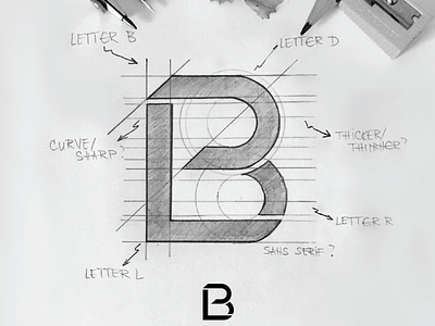 L + B + D + R bold classic clever drawing grid grid design grid layout grid logo gridding lettermark logo monogram monogram logo monograma pencil pencil art process sketch sketches