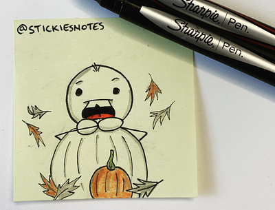 Stickiesnotes autumn doodle fall pen penart sharpie sketch stick figure stickfigure