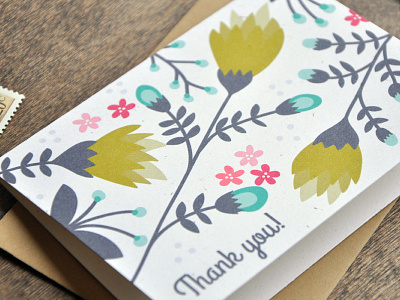 Floral Thank You Card botanical floral flower thank you card