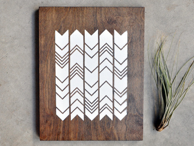 Screenprint on Wood chevron screenprint walnut wood