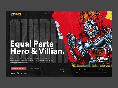 CZARFACE Landpage Design branding dailyui dailyux design music music website red typography ui ux web webdesign website website concept yellow