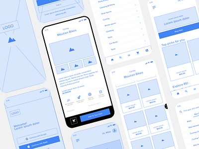 Wire Frames for REI Co-op Userflow redesign app dailyui dailyux design digital minimal mobile app design rei typography ui ux wireframe wireframes