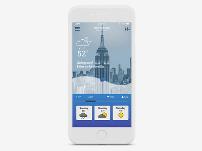 Weather App screen app blue design mobile mobile app mobile app design ui ux vector weather app