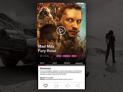 Mad Max Fury Road Movie app app black dailyui dailyux design digital mobile mobile app design movie movie app typography ui ux web design