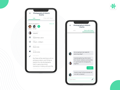 Collab App: Helping Teachers Communicate chat dailyui design digital flat green minimal mobile mobile app design ui ux white