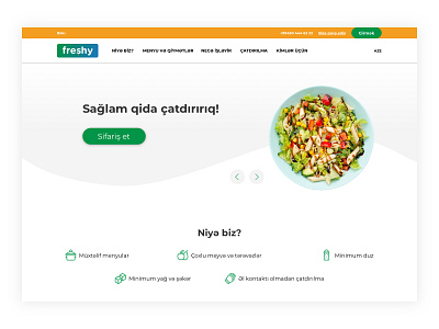 Freshy.az Landing Page baku branding design eating fit food site sport typography ui ux web website