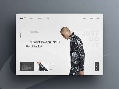 Nike Sportswear N98 branding khokhloma n98 nike product promo shot ui ux website windbreaker