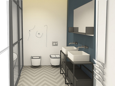 Design hotel bathroom art creative design design hotel hotel hotel interior illustration interior interior design project visualisation