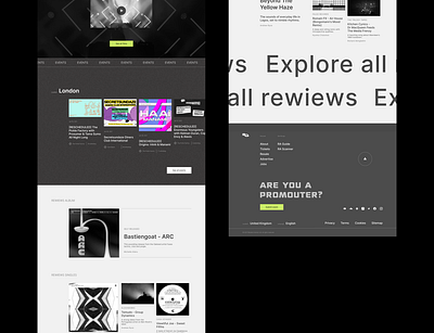 RA Redesign Website Home Page (part 2) design electronic music interface minimal music platform typogaphy ui ux website