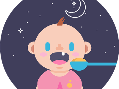 Late night feeding animation app character clean design flat icon identity illstrator illustration lettering logo design mobile type typography ui vector website