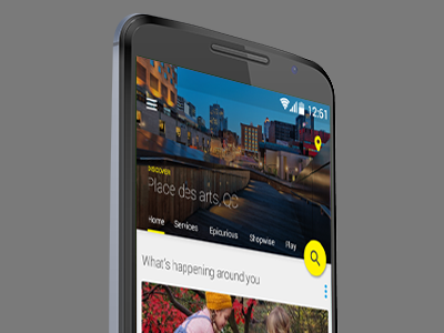 YP.ca Android - exploration 2014 android art direction cynthia irani discovery homepage hub lollipop material search results