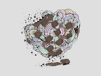 "Le véritable amour n'est pas fait en chocolat" 2015 by hand chocolate cynthia irani design doodle hand drawn heart illustration new t shirt