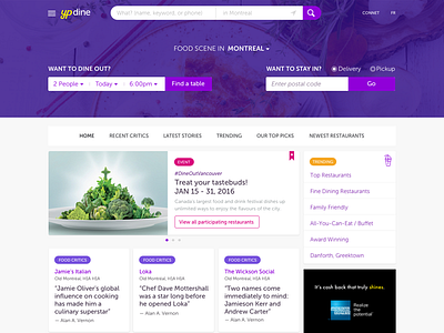 yp Dine 2.0 - Homepage - Desktop 2016 cynthia irani editorial newsfeed flat user interface homepage design landing page order food delivery reservation restaurant website user experience ux ui playlist web design