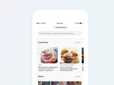 Nectar - yp canada 2017 app clean design cynthia irani feed home minimalist interface mobile order reservation restaurant ui ux