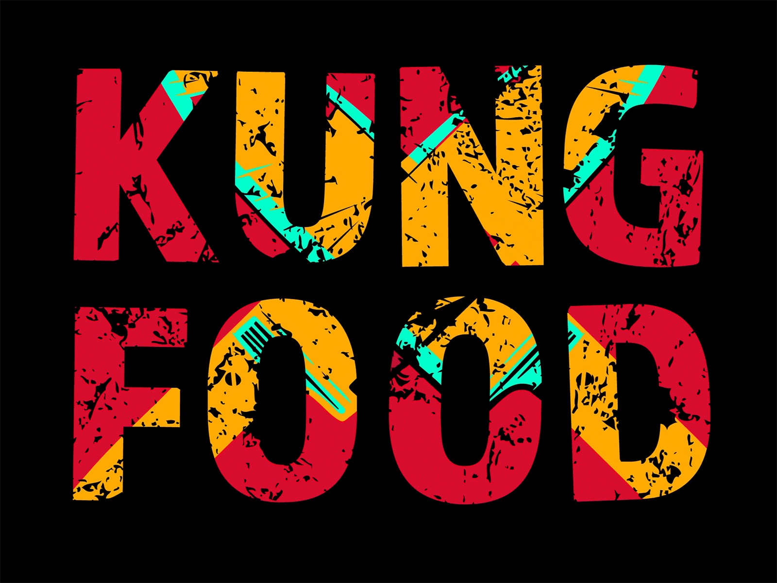 KUNG FOOD animated gif branding color design flat food gif illustration kung food logo vector vector art
