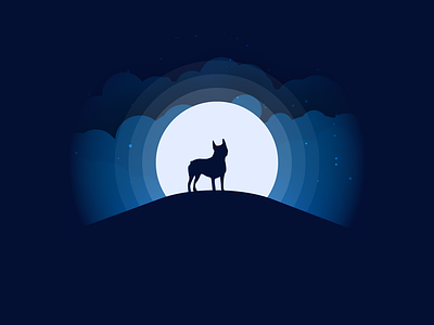 Boston Terrier Moonlight boston terrier clouds flat illuminated illustartion illustrator moonlight vectary vector vector art