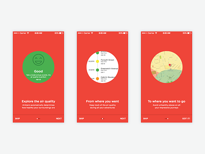 Airbient Onboarding screens air pollution colorful emoji mobile app onboarding simple ui