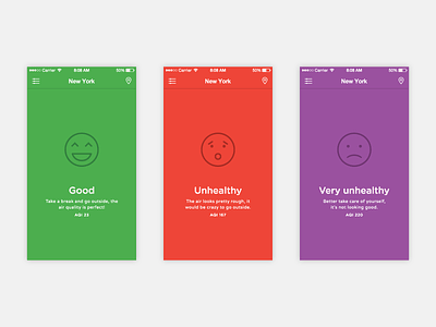 Airbient Current air quality air quality airbient colorful screens simple ui ux