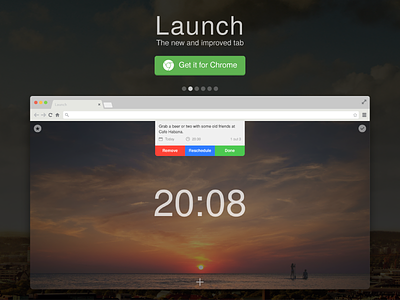 Launch - Chrome extension chrome extension new tab simple teaser ui