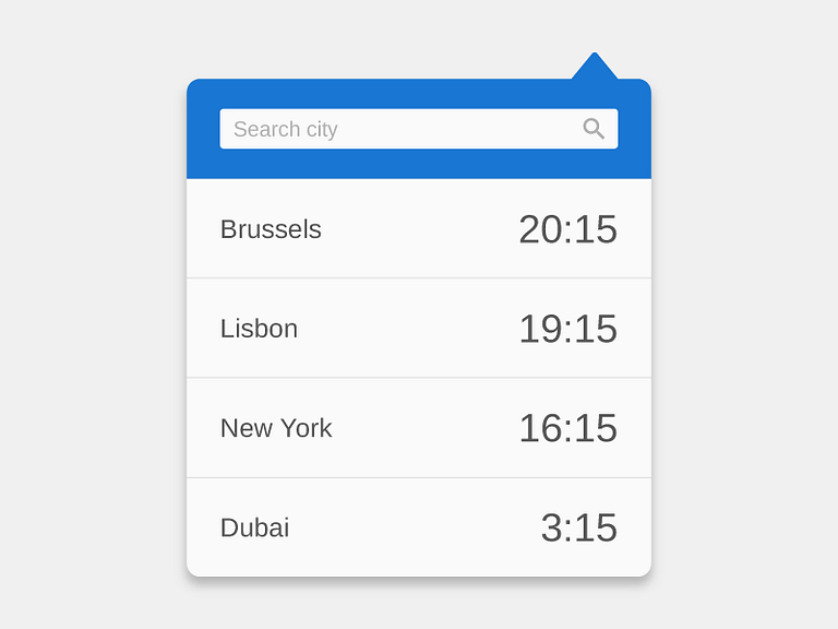 Time zones widget by Kristof Van Espen on Dribbble
