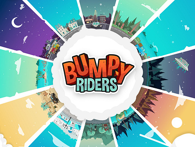 Bumpy Riders World animation app concept design illustration logo vector