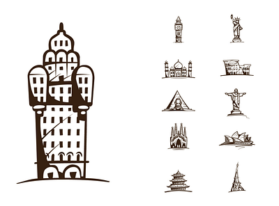 Monuments app art design icon illustration ui vector