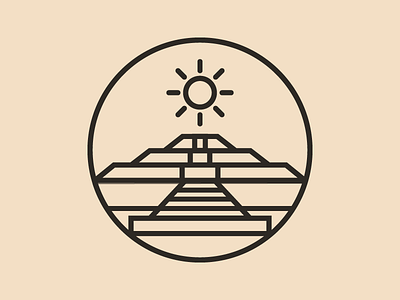 Pyramid of the Sun design logo mexico pyramid strokes sun