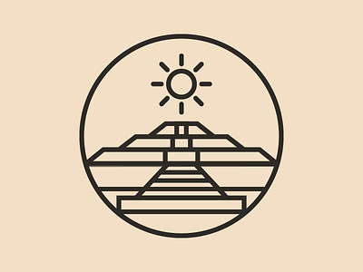 Pyramid of the Sun design logo mexico pyramid strokes sun