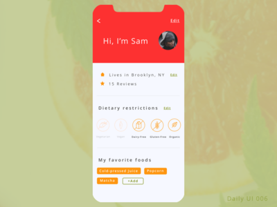 Profile app dailyui design ui ux