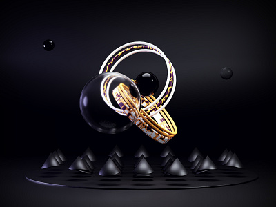 Intertwined Rings 3d blender bubble glass rings