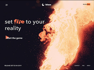Blaze [concept] blaze burn fire flames landing motion ux website
