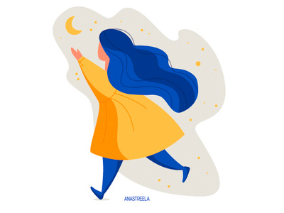 Catch the moon | Flat Illustration art digital icon illistration