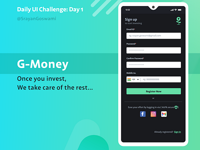 G-Money: Signup | Daily UI Challenge #dailyui #001