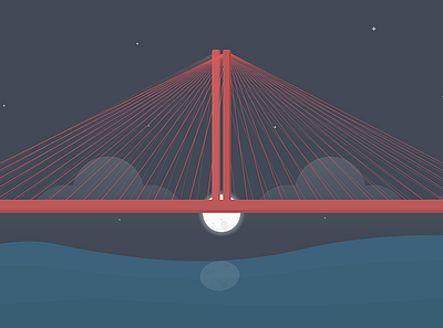 Night Sky over Bridge design illustration nightsky