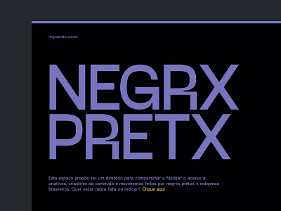 Negro Preto art black brazilian braziliandesigner content creative design directory gosha illustration indigenous interaction native negro podcast preto purple side project typography