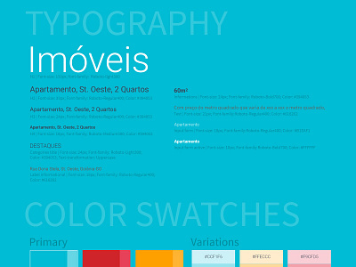 Style Guide color elements h1 h2 h3 swatches typography